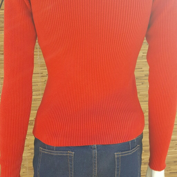 Cotton Red One Step Up Knit Long Sleave Sweater - Picture 6 of 7